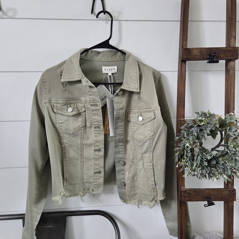 Risen Women's Hazel Light Olive Jacket Size Small.